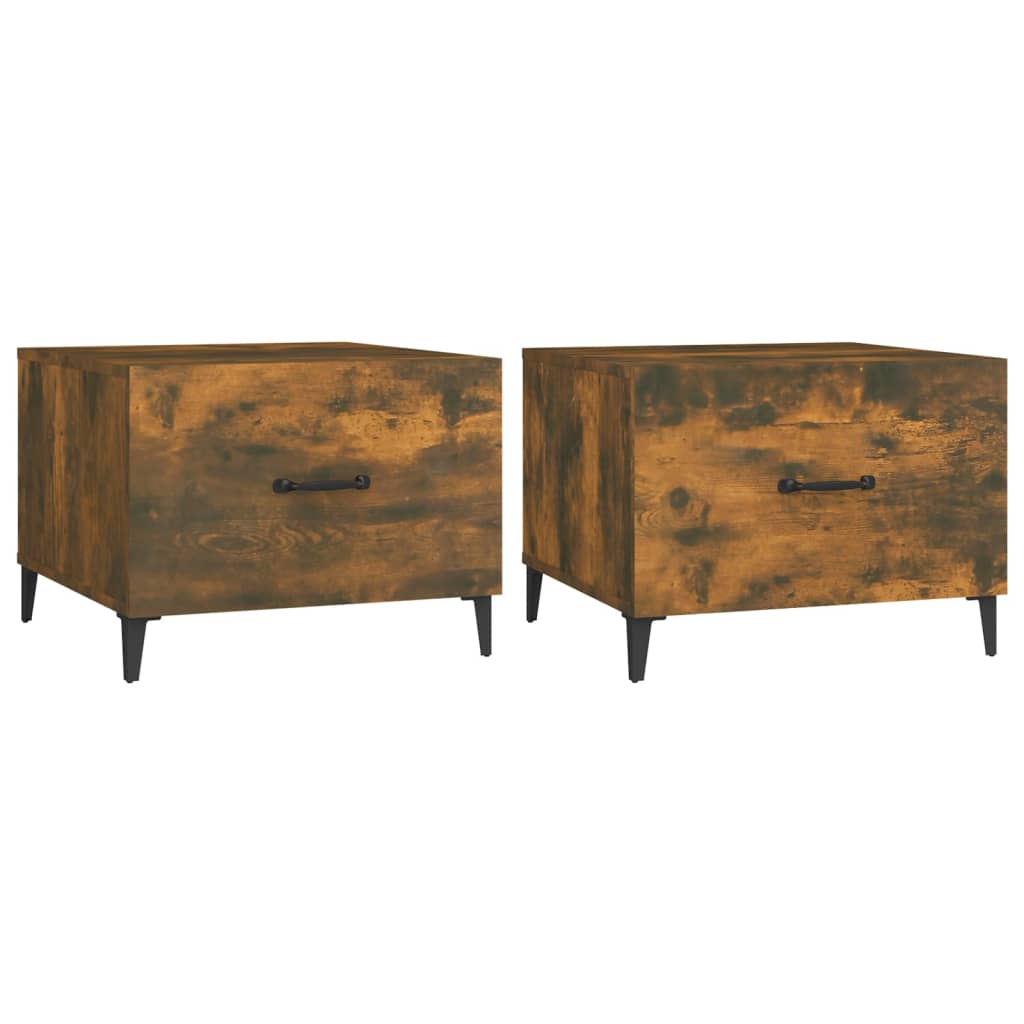 Salontafels 2 st met metalen poten 50x50x40 cm gerookt eiken is nu te koop bij PeponiXL, paradijselijk wonen!