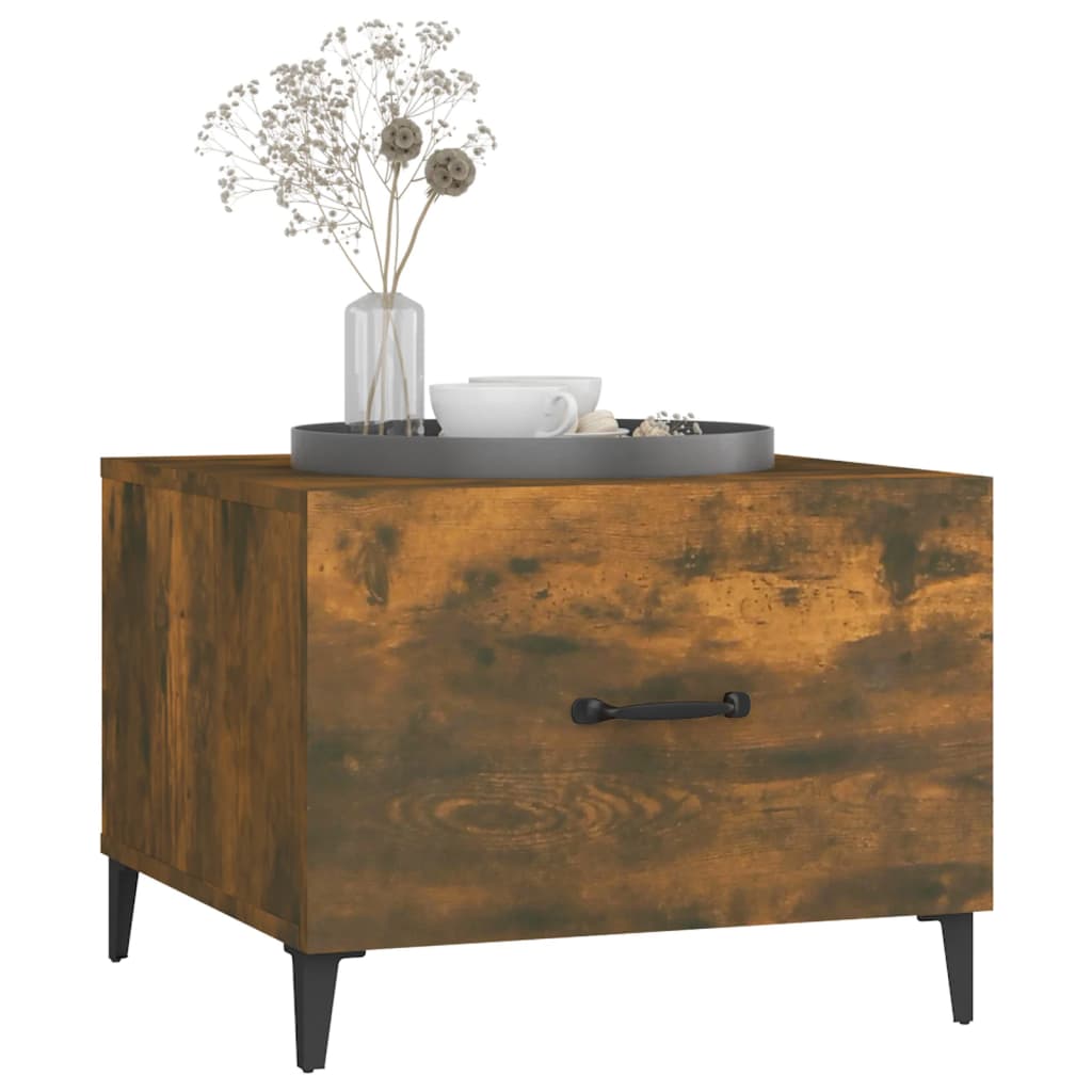 Salontafels 2 st met metalen poten 50x50x40 cm gerookt eiken is nu te koop bij PeponiXL, paradijselijk wonen!