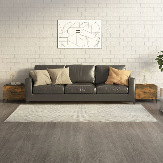 Salontafels 2 st met metalen poten 50x50x40 cm gerookt eiken is nu te koop bij PeponiXL, paradijselijk wonen!