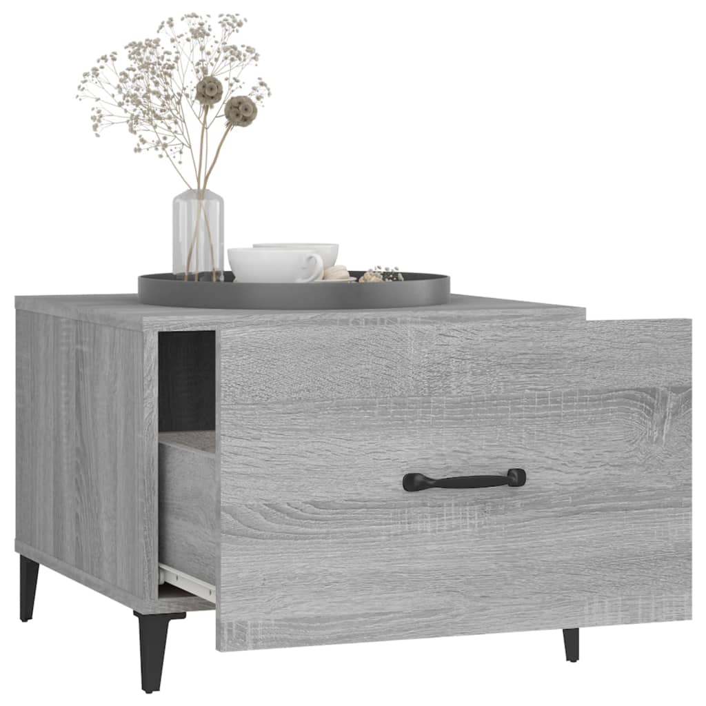 Salontafel met metalen poten 50x50x40 cm grijs sonoma eiken is nu te koop bij PeponiXL, paradijselijk wonen!