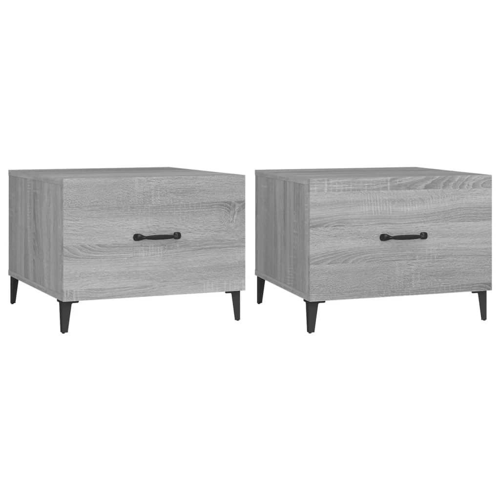 Salontafels 2 st met metalen poten 50x50x40 cm grijs sonoma is nu te koop bij PeponiXL, paradijselijk wonen!