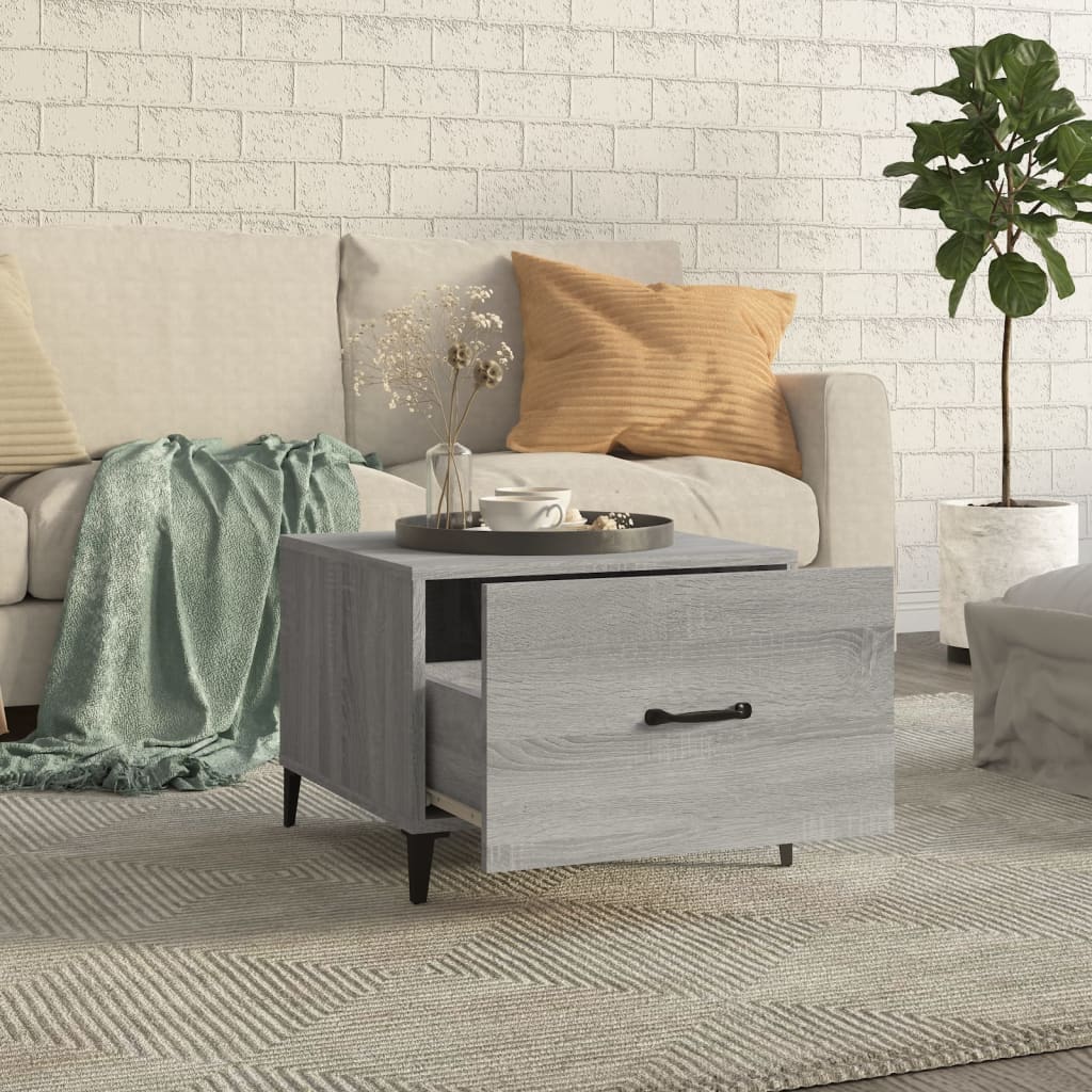 Salontafels 2 st met metalen poten 50x50x40 cm grijs sonoma is nu te koop bij PeponiXL, paradijselijk wonen!