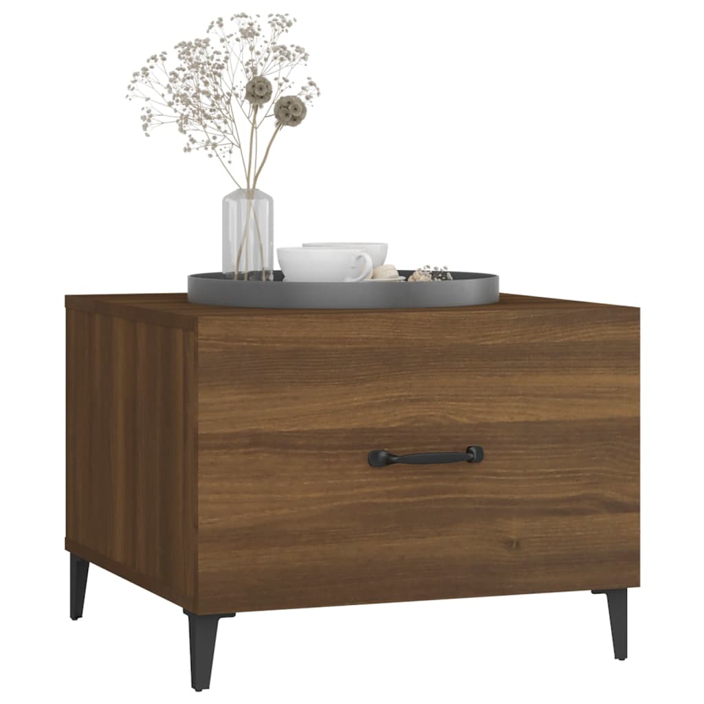 Salontafel met metalen poten 50x50x40 cm bruin eikenkleur is nu te koop bij PeponiXL, paradijselijk wonen!