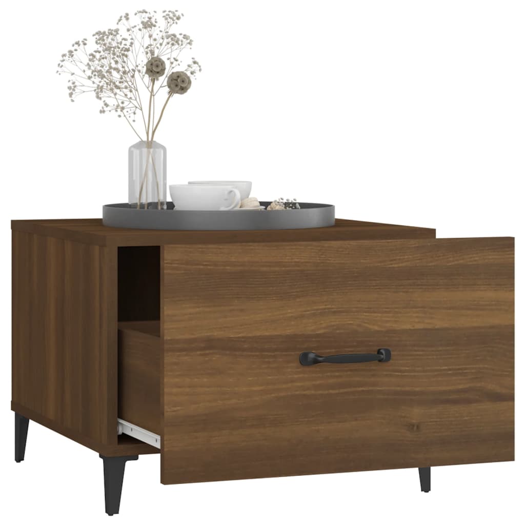 Salontafel met metalen poten 50x50x40 cm bruin eikenkleur is nu te koop bij PeponiXL, paradijselijk wonen!
