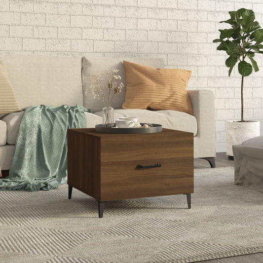 Salontafel met metalen poten 50x50x40 cm bruin eikenkleur is nu te koop bij PeponiXL, paradijselijk wonen!
