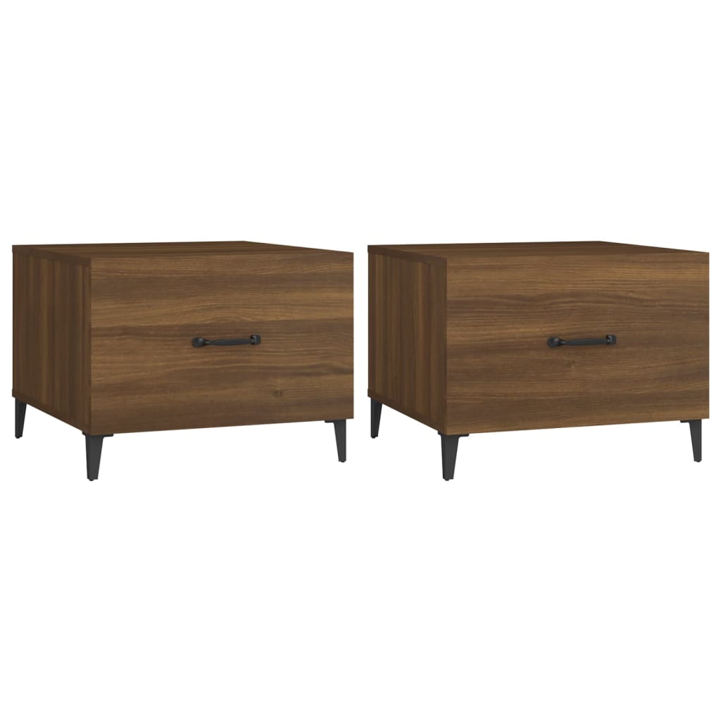 Salontafels 2 st met metalen poten 50x50x40 cm bruin eikenkleur is nu te koop bij PeponiXL, paradijselijk wonen!