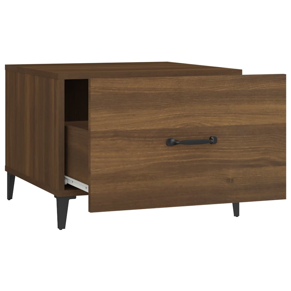 Salontafels 2 st met metalen poten 50x50x40 cm bruin eikenkleur is nu te koop bij PeponiXL, paradijselijk wonen!