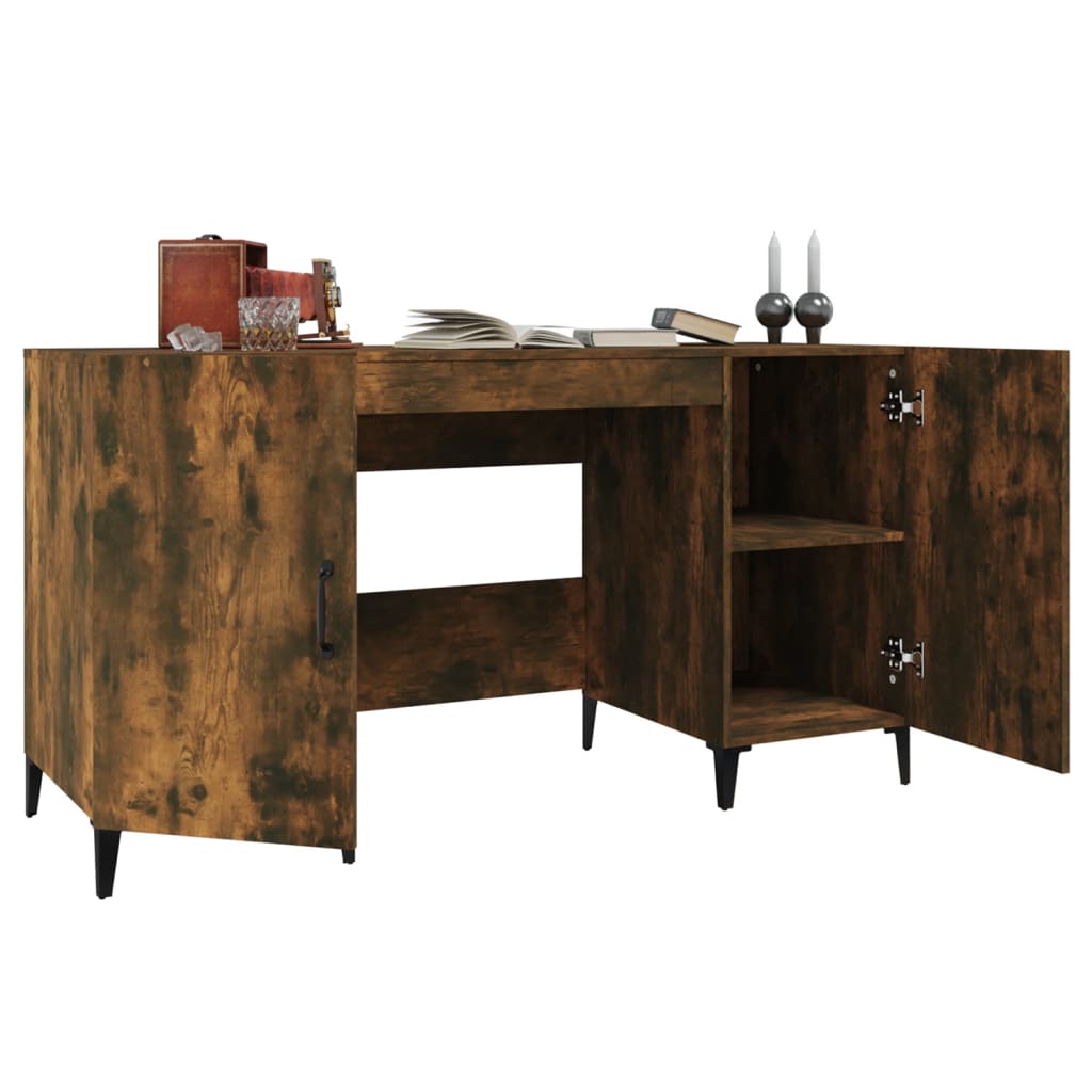 Bureau 140x50x75 cm bewerkt hout gerookt eikenkleurig is nu te koop bij PeponiXL, paradijselijk wonen!