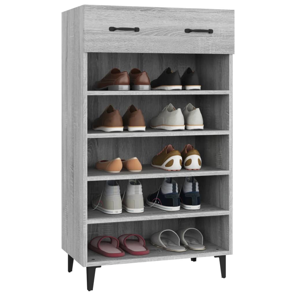 Schoenenkast 60x35x105 cm bewerkt hout grijs sonoma eikenkleur is nu te koop bij PeponiXL, paradijselijk wonen!