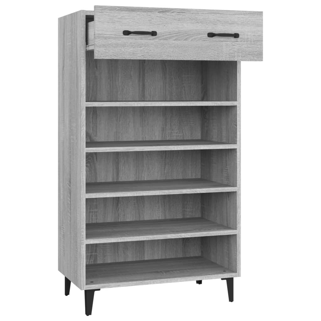 Schoenenkast 60x35x105 cm bewerkt hout grijs sonoma eikenkleur is nu te koop bij PeponiXL, paradijselijk wonen!