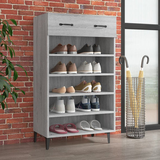 Schoenenkast 60x35x105 cm bewerkt hout grijs sonoma eikenkleur is nu te koop bij PeponiXL, paradijselijk wonen!