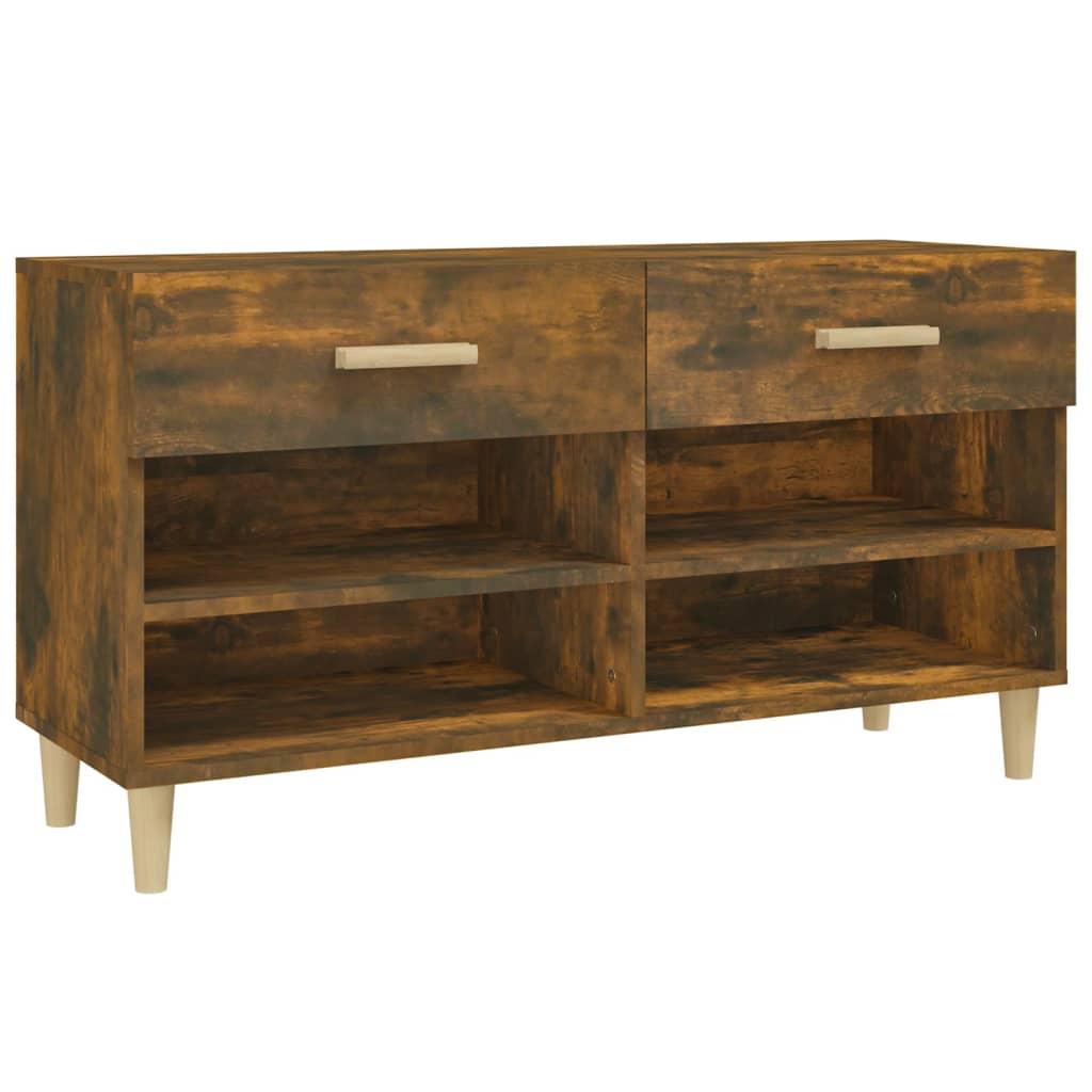 Schoenenkast 102x35x55 cm bewerkt hout gerookt eikenkleurig is nu te koop bij PeponiXL, paradijselijk wonen!