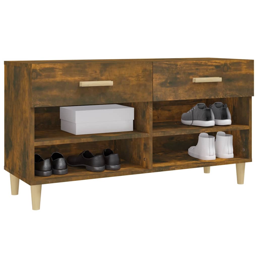 Schoenenkast 102x35x55 cm bewerkt hout gerookt eikenkleurig is nu te koop bij PeponiXL, paradijselijk wonen!
