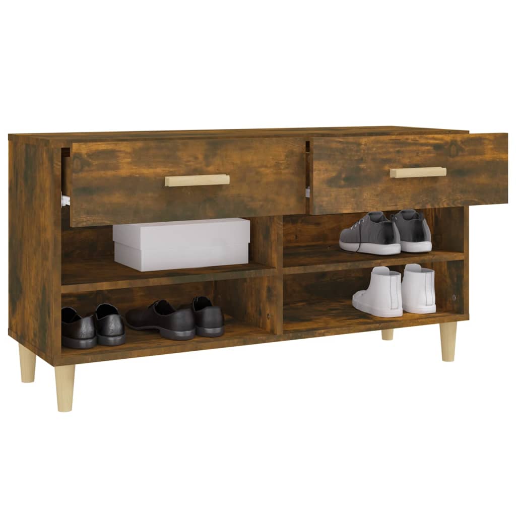 Schoenenkast 102x35x55 cm bewerkt hout gerookt eikenkleurig is nu te koop bij PeponiXL, paradijselijk wonen!