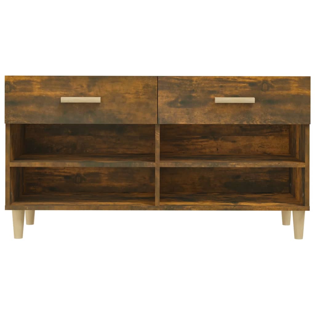 Schoenenkast 102x35x55 cm bewerkt hout gerookt eikenkleurig is nu te koop bij PeponiXL, paradijselijk wonen!