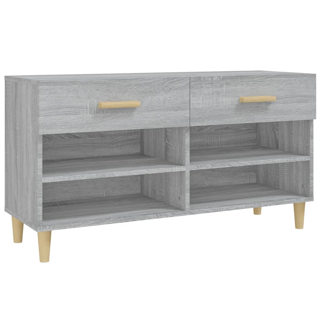Schoenenkast 102x35x55 cm bewerkt hout grijs sonoma eikenkleur is nu te koop bij PeponiXL, paradijselijk wonen!