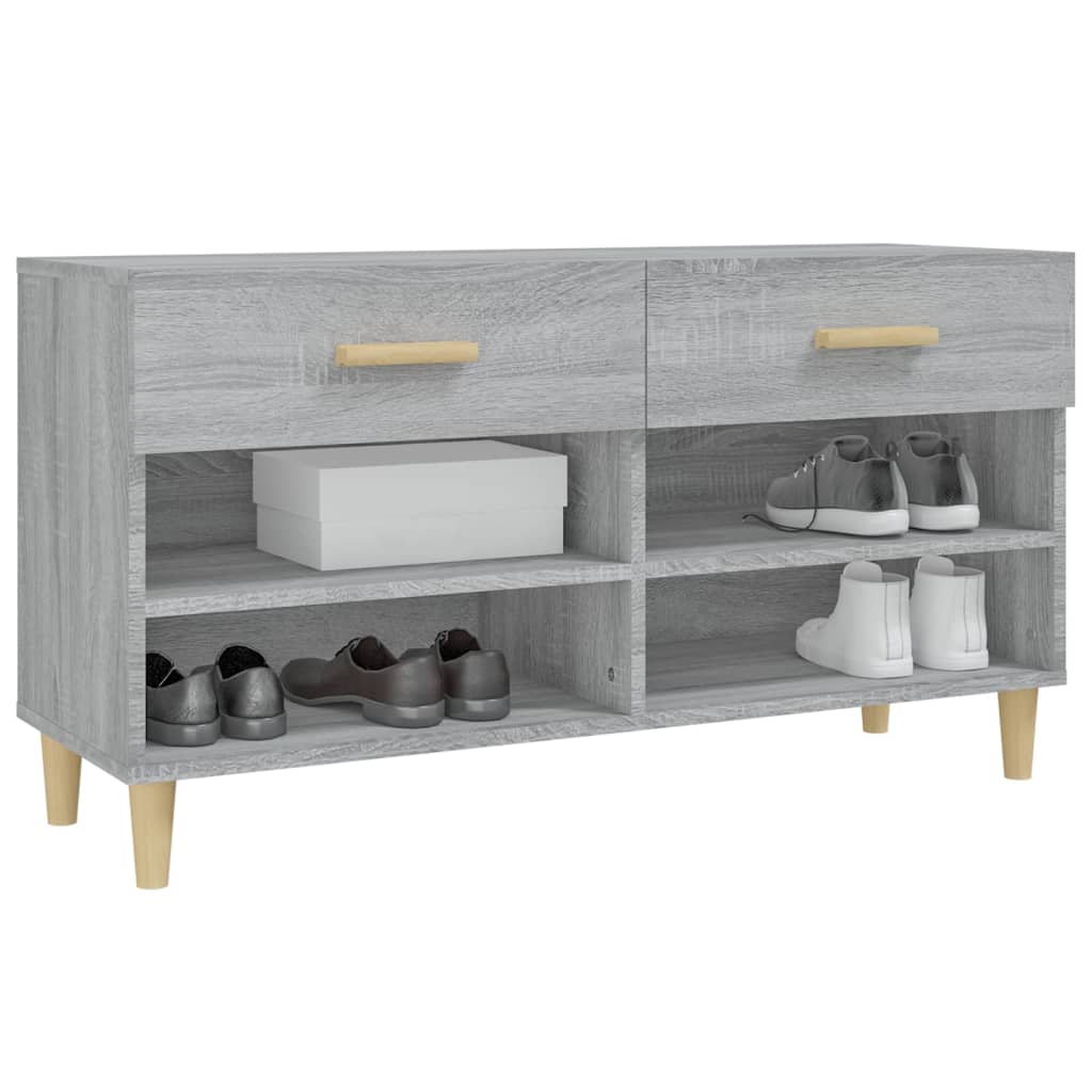 Schoenenkast 102x35x55 cm bewerkt hout grijs sonoma eikenkleur is nu te koop bij PeponiXL, paradijselijk wonen!
