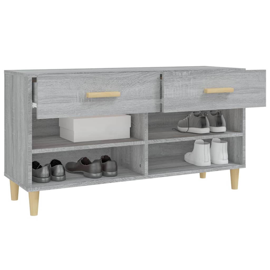 Schoenenkast 102x35x55 cm bewerkt hout grijs sonoma eikenkleur is nu te koop bij PeponiXL, paradijselijk wonen!