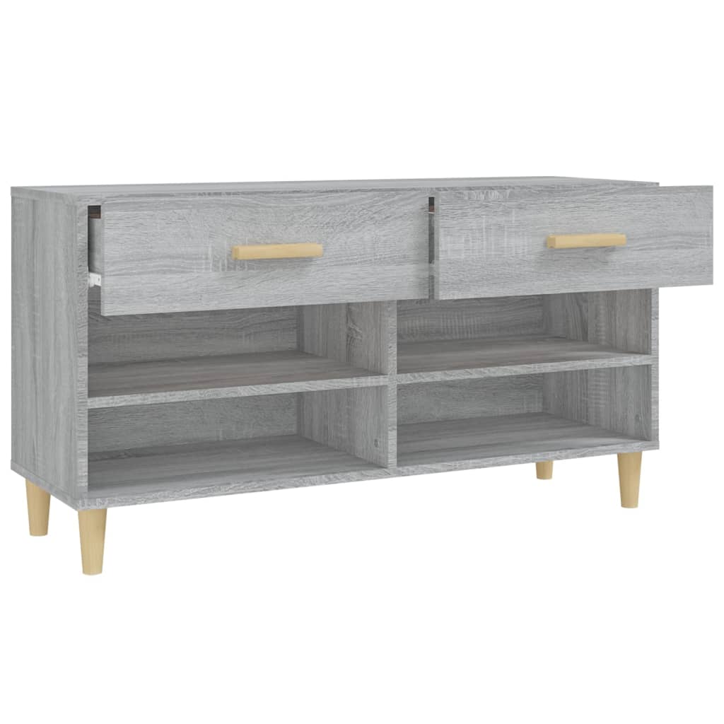 Schoenenkast 102x35x55 cm bewerkt hout grijs sonoma eikenkleur is nu te koop bij PeponiXL, paradijselijk wonen!