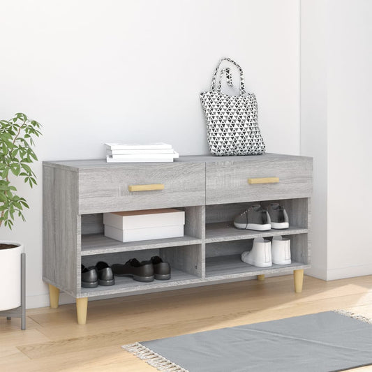 Schoenenkast 102x35x55 cm bewerkt hout grijs sonoma eikenkleur is nu te koop bij PeponiXL, paradijselijk wonen!