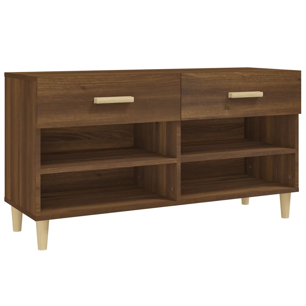 Schoenenkast 102x35x55 cm bewerkt hout bruin eikenkleur is nu te koop bij PeponiXL, paradijselijk wonen!