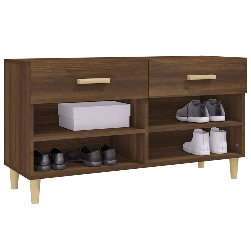 Schoenenkast 102x35x55 cm bewerkt hout bruin eikenkleur is nu te koop bij PeponiXL, paradijselijk wonen!