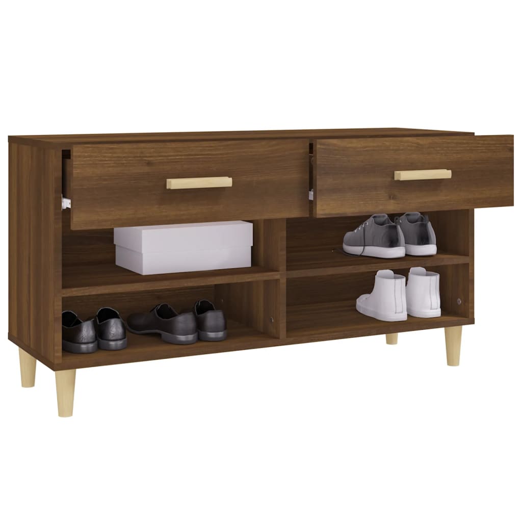 Schoenenkast 102x35x55 cm bewerkt hout bruin eikenkleur is nu te koop bij PeponiXL, paradijselijk wonen!