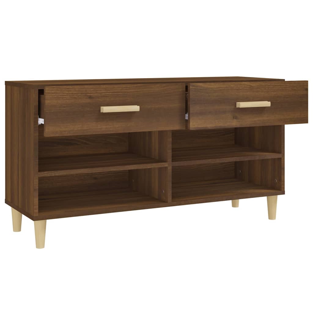 Schoenenkast 102x35x55 cm bewerkt hout bruin eikenkleur is nu te koop bij PeponiXL, paradijselijk wonen!