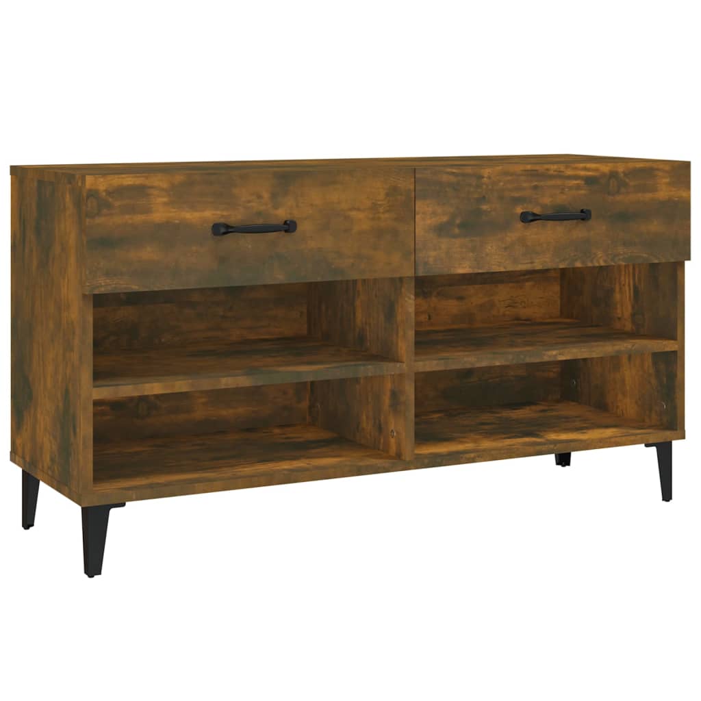 Schoenenkast 102x35x55 cm bewerkt hout gerookt eikenkleurig is nu te koop bij PeponiXL, paradijselijk wonen!