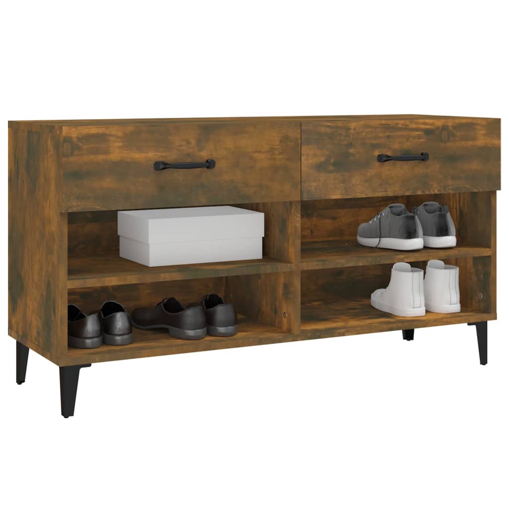 Schoenenkast 102x35x55 cm bewerkt hout gerookt eikenkleurig is nu te koop bij PeponiXL, paradijselijk wonen!