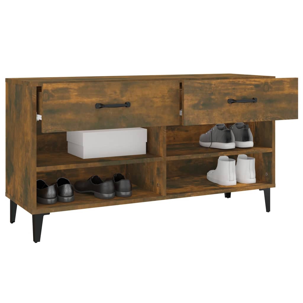 Schoenenkast 102x35x55 cm bewerkt hout gerookt eikenkleurig is nu te koop bij PeponiXL, paradijselijk wonen!