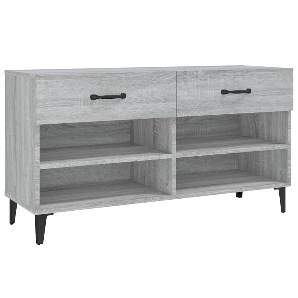 Schoenenkast 102x35x55 cm bewerkt hout grijs sonoma eikenkleur is nu te koop bij PeponiXL, paradijselijk wonen!