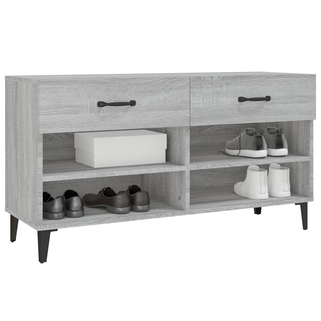 Schoenenkast 102x35x55 cm bewerkt hout grijs sonoma eikenkleur is nu te koop bij PeponiXL, paradijselijk wonen!