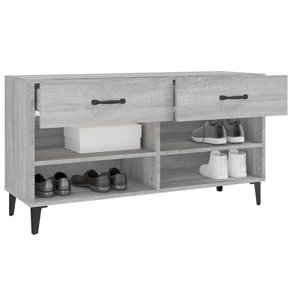 Schoenenkast 102x35x55 cm bewerkt hout grijs sonoma eikenkleur is nu te koop bij PeponiXL, paradijselijk wonen!