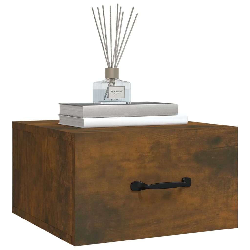 Nachtkastjes 2 st wandgemonteerd 35x35x20 cm gerookt eikenkleur is nu te koop bij PeponiXL, paradijselijk wonen!