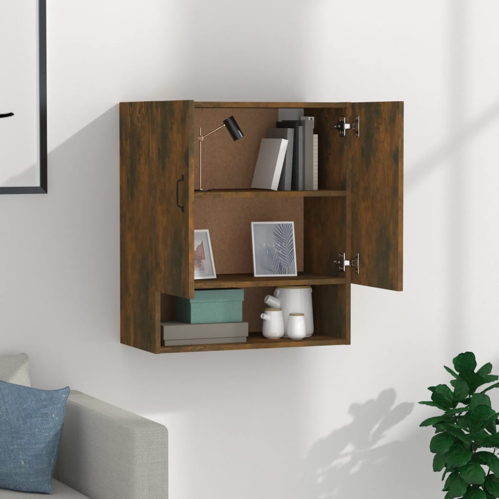 Wandkast 60x31x70 cm bewerkt hout gerookt eikenkleurig is nu te koop bij PeponiXL, paradijselijk wonen!