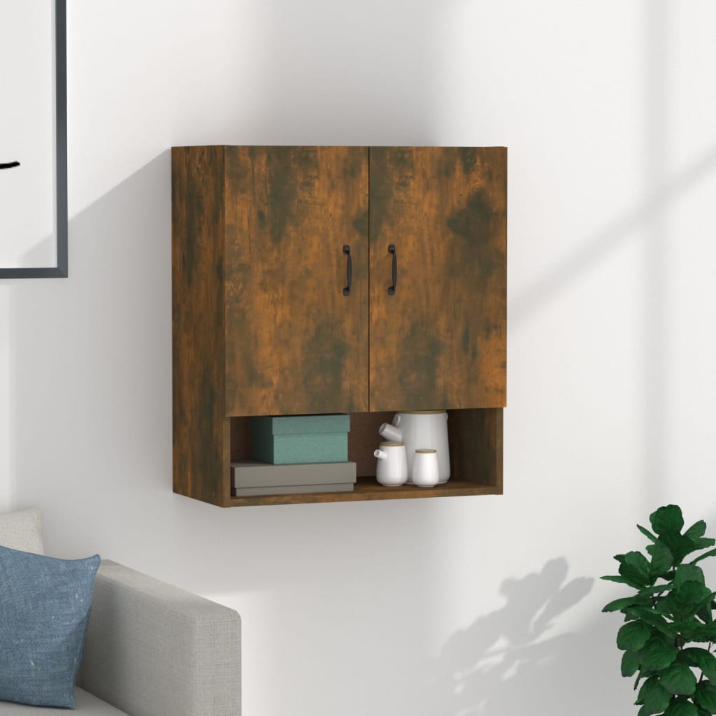 Wandkast 60x31x70 cm bewerkt hout gerookt eikenkleurig is nu te koop bij PeponiXL, paradijselijk wonen!
