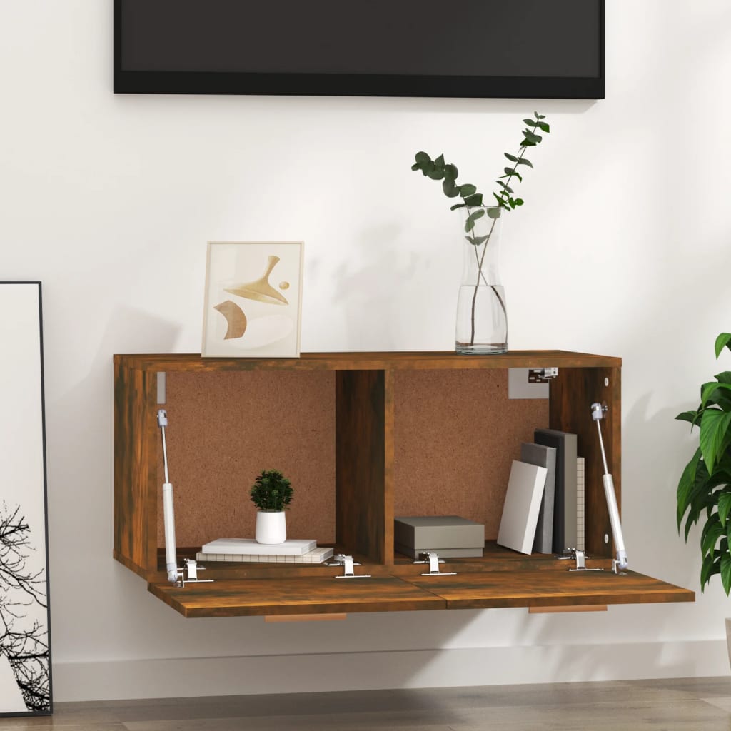 Wandkast 80x35x36,5 cm bewerkt hout gerookt eikenkleurig is nu te koop bij PeponiXL, paradijselijk wonen!