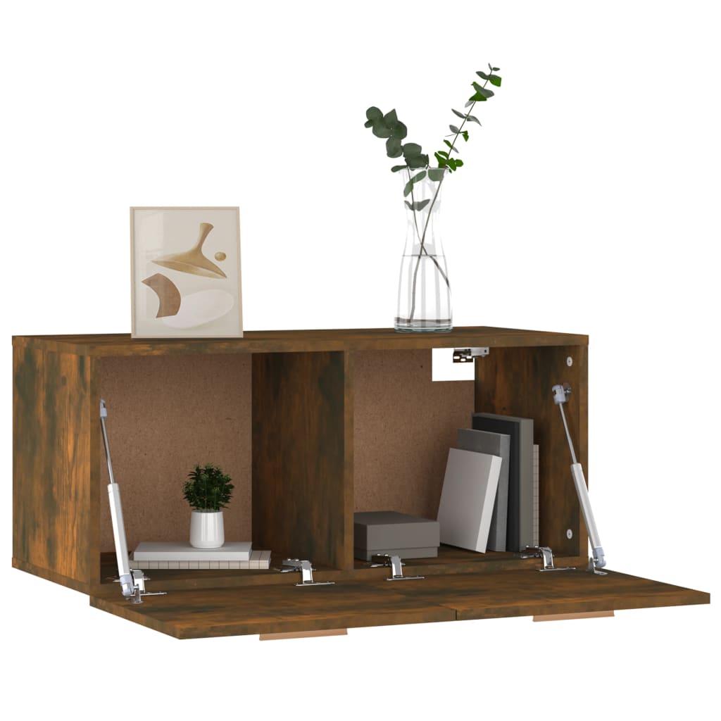 Wandkast 80x35x36,5 cm bewerkt hout gerookt eikenkleurig is nu te koop bij PeponiXL, paradijselijk wonen!