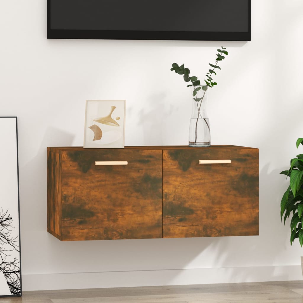 Wandkast 80x35x36,5 cm bewerkt hout gerookt eikenkleurig is nu te koop bij PeponiXL, paradijselijk wonen!