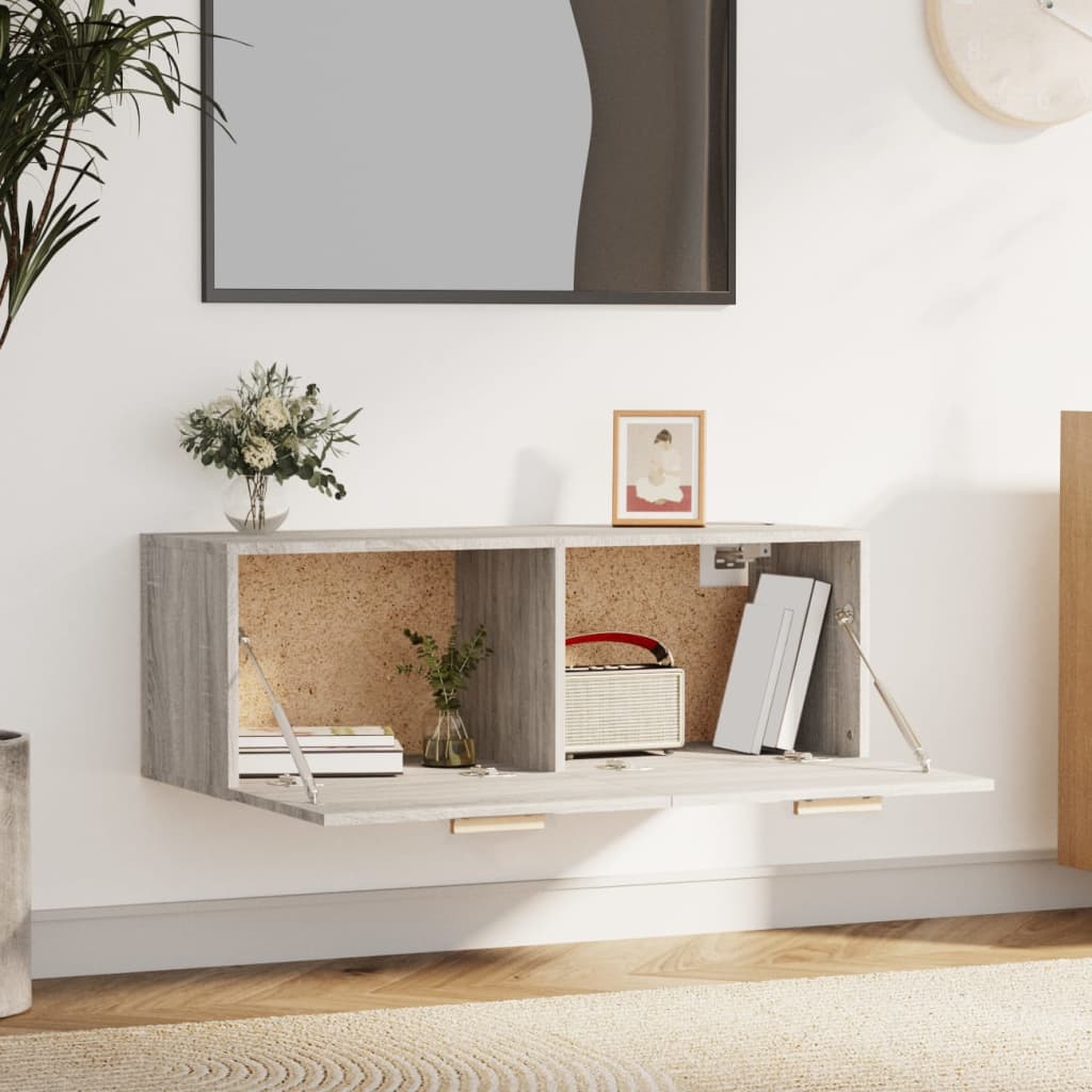 Wandkast 100x36,5x35 cm bewerkt hout grijs sonoma eikenkleurig is nu te koop bij PeponiXL, paradijselijk wonen!