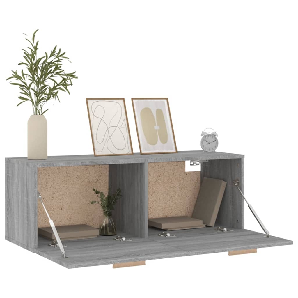 Wandkast 100x36,5x35 cm bewerkt hout grijs sonoma eikenkleurig is nu te koop bij PeponiXL, paradijselijk wonen!