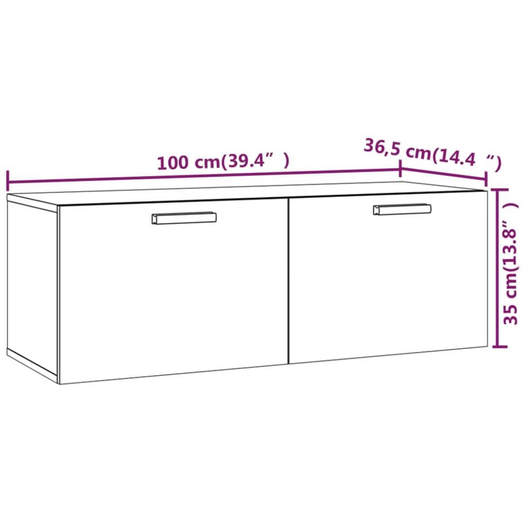 Wandkast 100x36,5x35 cm bewerkt hout grijs sonoma eikenkleurig is nu te koop bij PeponiXL, paradijselijk wonen!