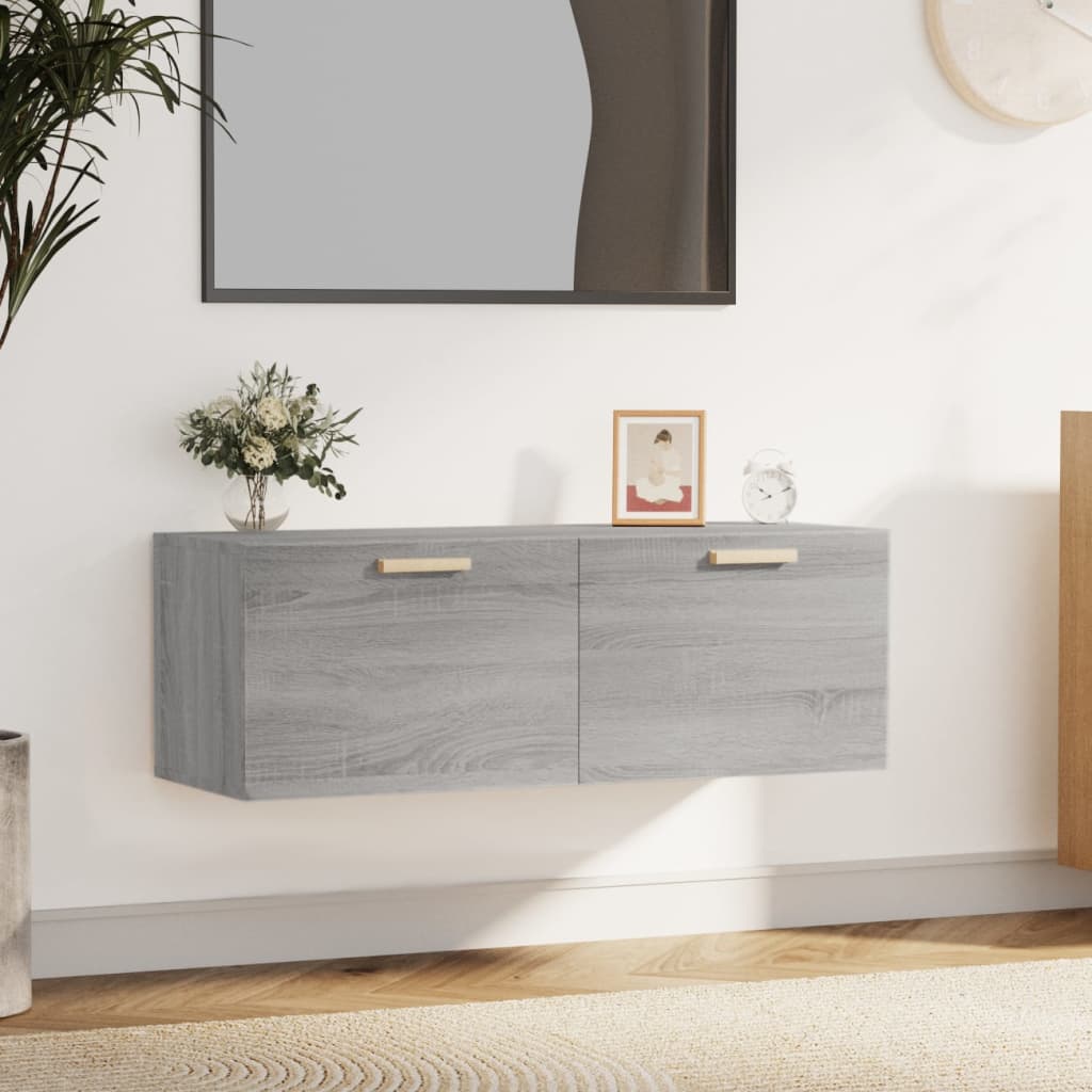 Wandkast 100x36,5x35 cm bewerkt hout grijs sonoma eikenkleurig is nu te koop bij PeponiXL, paradijselijk wonen!
