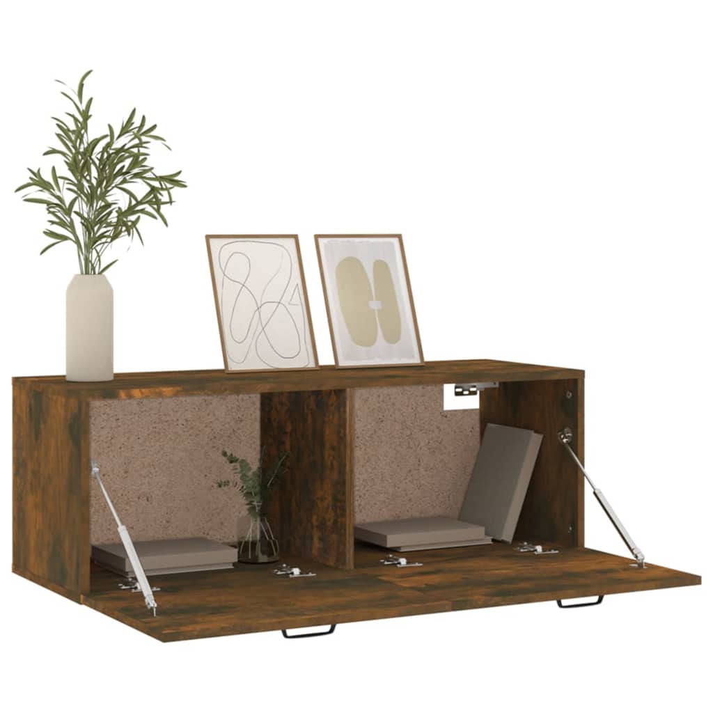 Wandkast 100x36,5x35 cm bewerkt hout gerookt eikenkleurig is nu te koop bij PeponiXL, paradijselijk wonen!