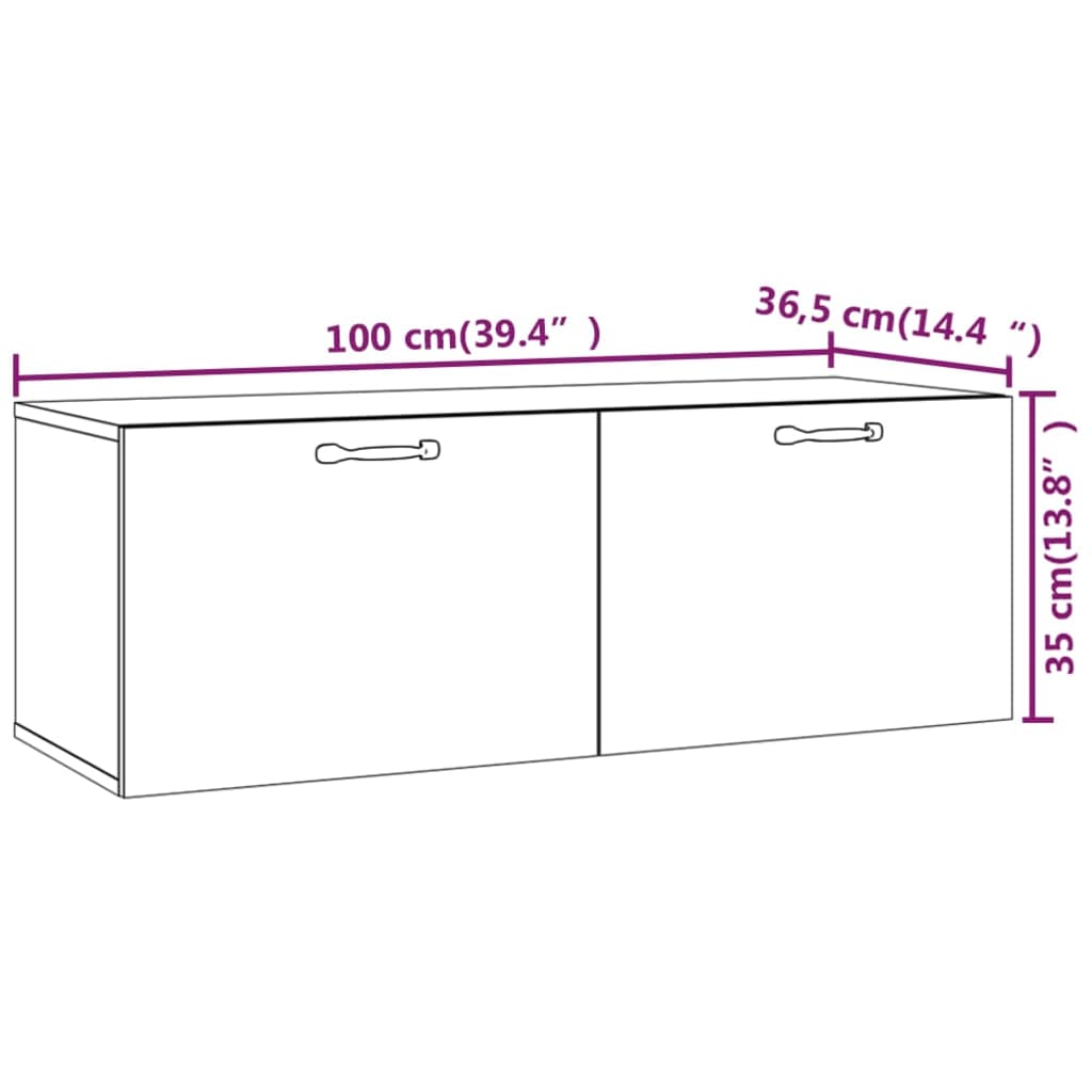 Wandkast 100x36,5x35 cm bewerkt hout gerookt eikenkleurig is nu te koop bij PeponiXL, paradijselijk wonen!