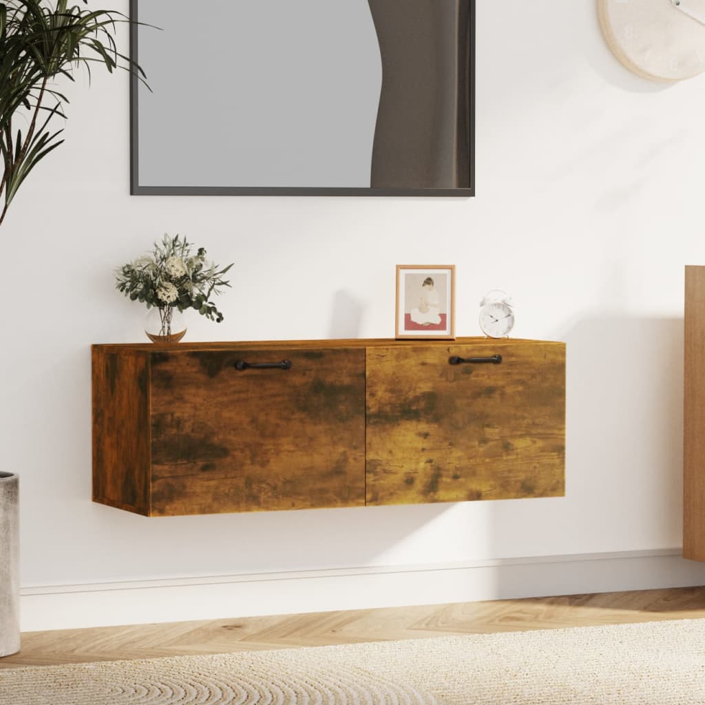 Wandkast 100x36,5x35 cm bewerkt hout gerookt eikenkleurig is nu te koop bij PeponiXL, paradijselijk wonen!