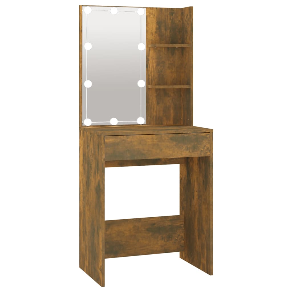 Kaptafel met LED-verlichting 60x40x140 cm gerookt eikenkleur is nu te koop bij PeponiXL, paradijselijk wonen!