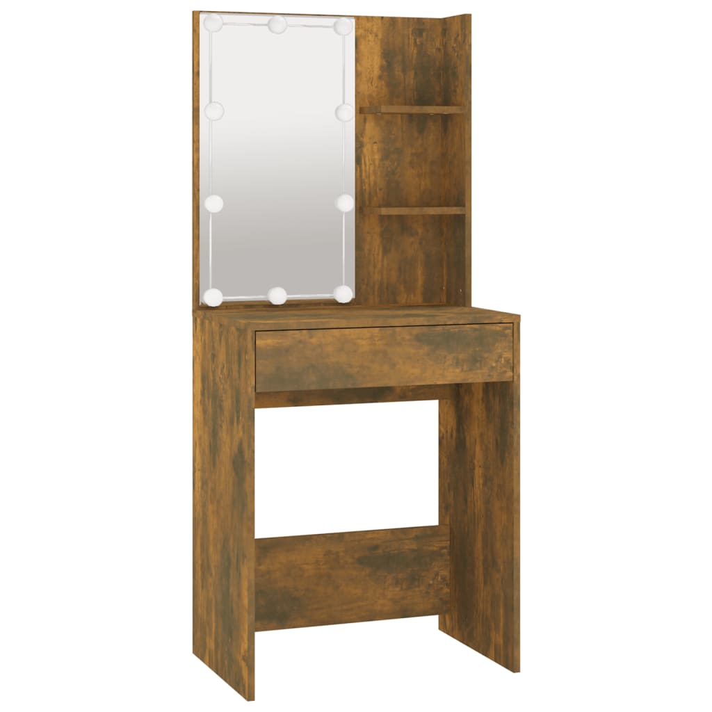 Kaptafel met LED-verlichting 60x40x140 cm gerookt eikenkleur is nu te koop bij PeponiXL, paradijselijk wonen!