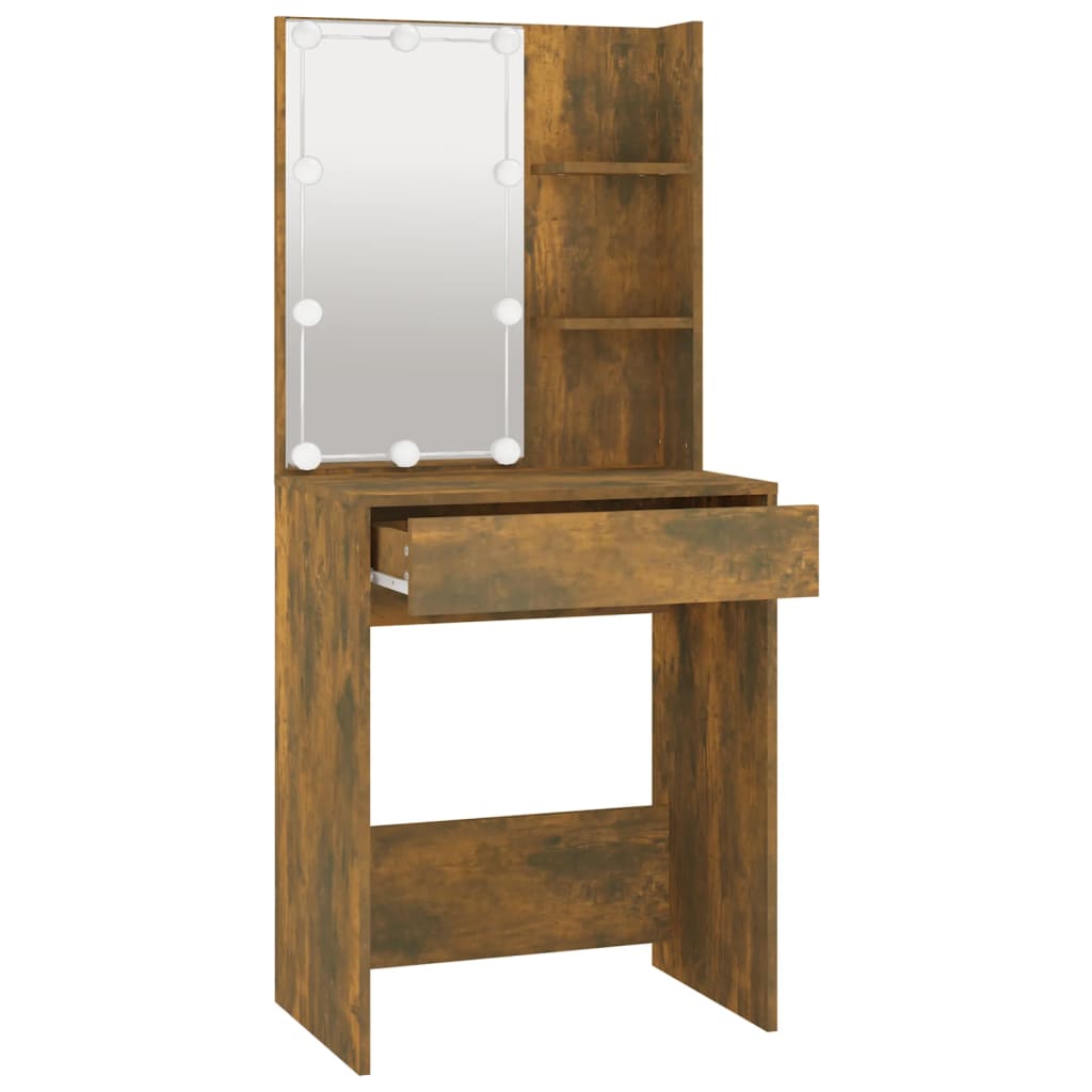 Kaptafel met LED-verlichting 60x40x140 cm gerookt eikenkleur is nu te koop bij PeponiXL, paradijselijk wonen!